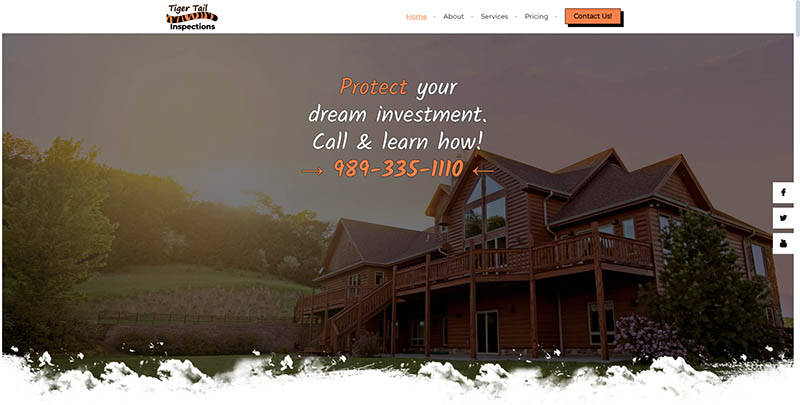 A screenshot of Tiger Tail Inspections website